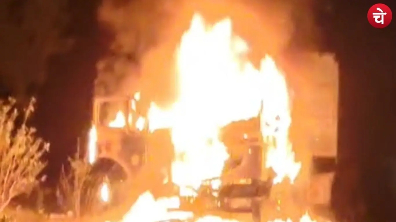 A view of the burnt vehicles following the Raebareli accident